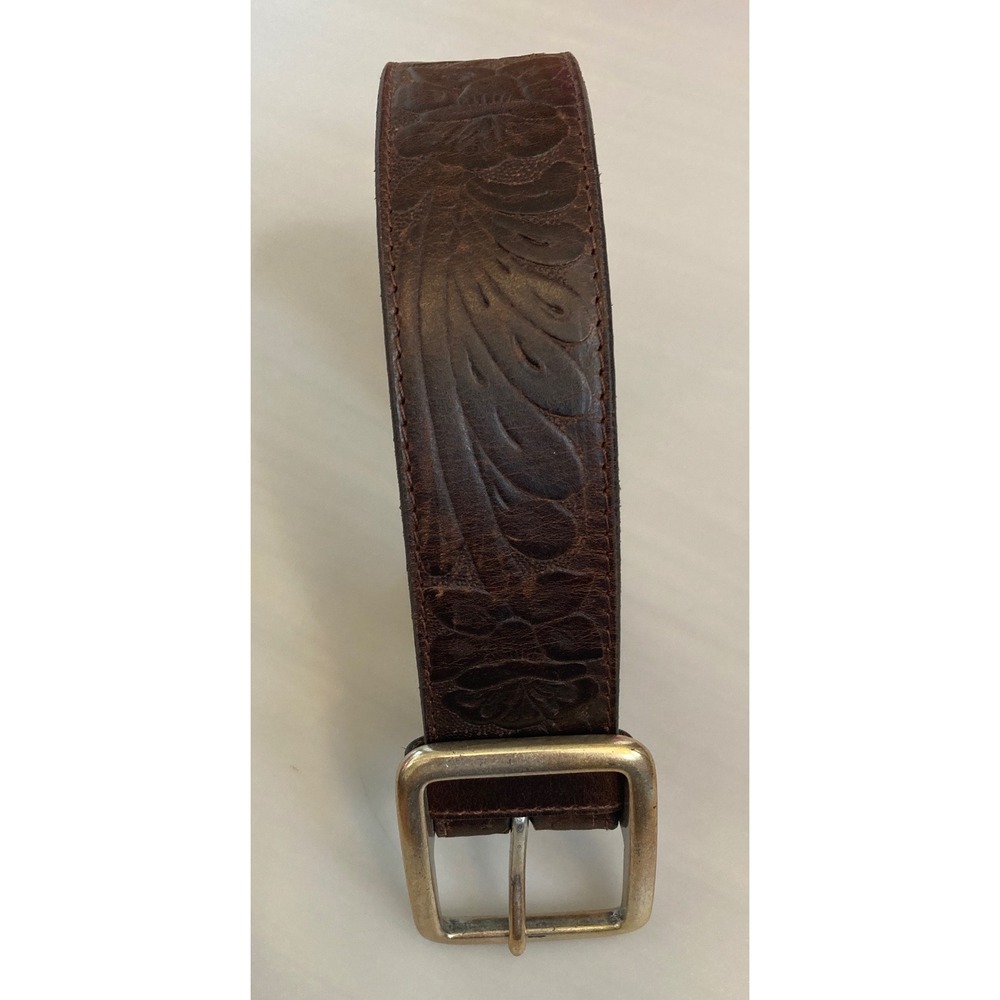 Silpada Designs Women L Brown Floral Embossed Leather Wide Western Belt Cowgirl